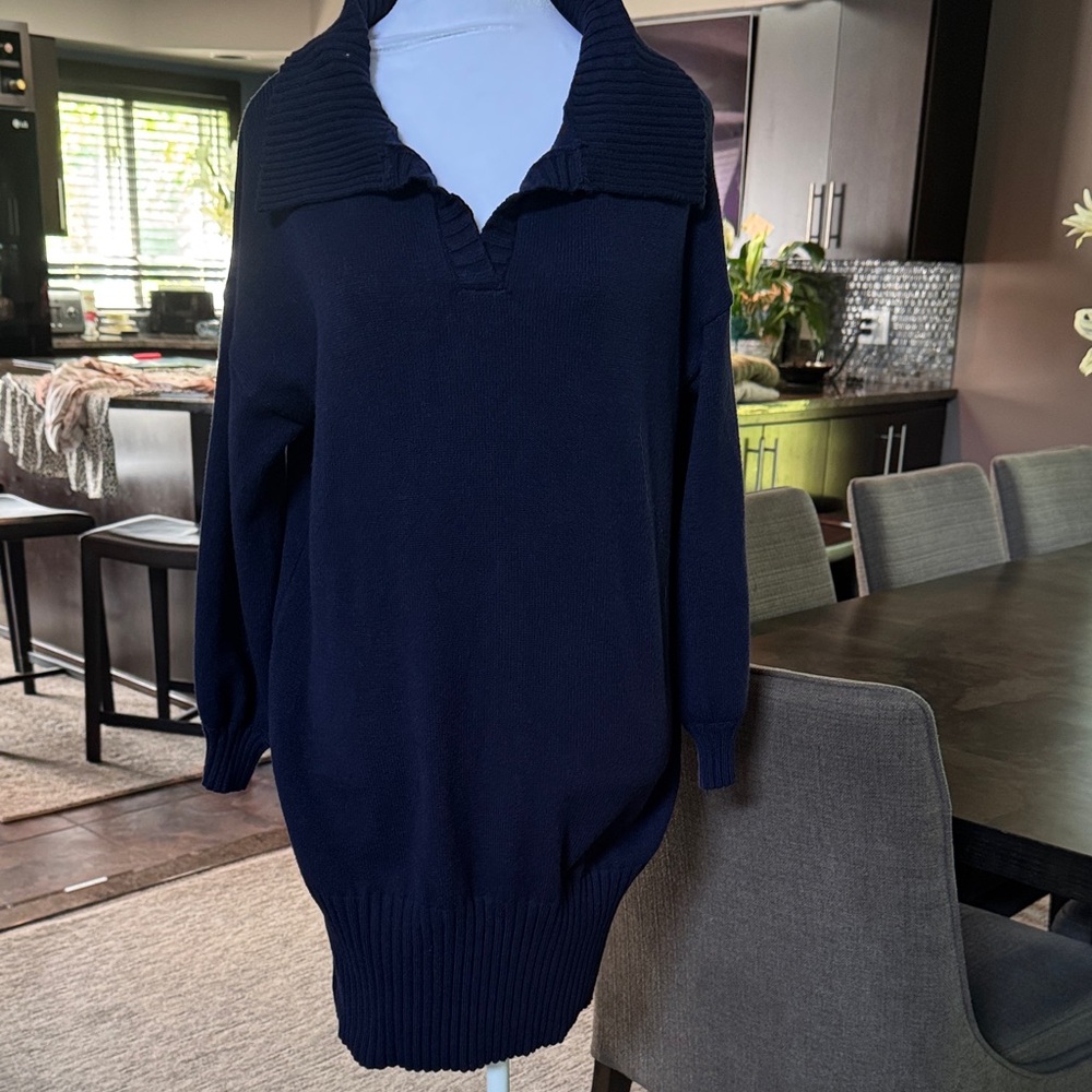 Elegant Navy Women's Sweater Dress